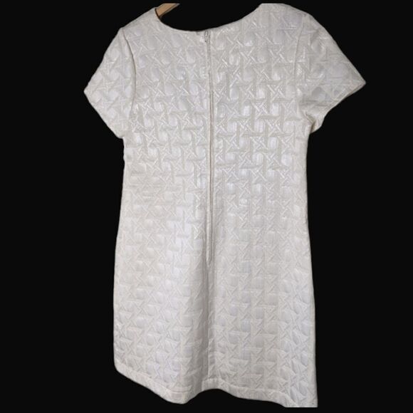 Exhilaration Cream Metallic Textured Short Sleeved Tent Dress size L - Picture 4 of 8